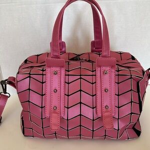 Patrizia Luca Pearlescent Pink Geometric Mini Duffel Satchel